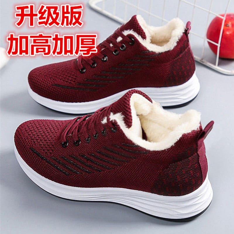 Lace Up Cloth Shoes Women's Plush Thickened Warm Winter Mother's Cotton Shoes Light Soft Bottom Casual Women's Cotton Shoes
