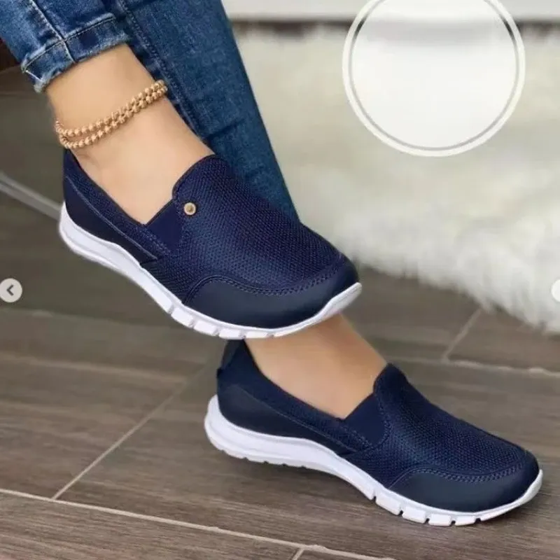 Spring and Autumn 2023 Mesh Women's Mesh Sports Women's Vulcanized Shoes Fashion Outdoor Flat Shoes Large Women's Shoes