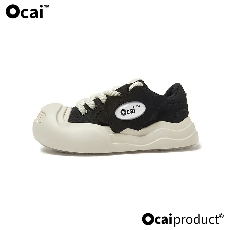 Ocai Canvas Shoes Couple Style Trendy Versatile Thick Sole Heightening Smiling Face Women Shoes 2024 Summer Fashion Rubber