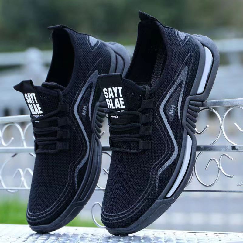 Male Lightweight Knitting Breathable Thick Soft Bottom Shoes 2023 Summer Mens Lace Up Running Shoes Casual Flats Sneakers Shoe