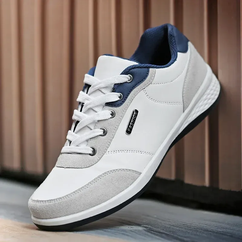 Men's Sports Casual Shoes 2024 Spring Comfortable and Breathable Travel White Shoes Running Lace-up Men's Tennis Shoes No. 46