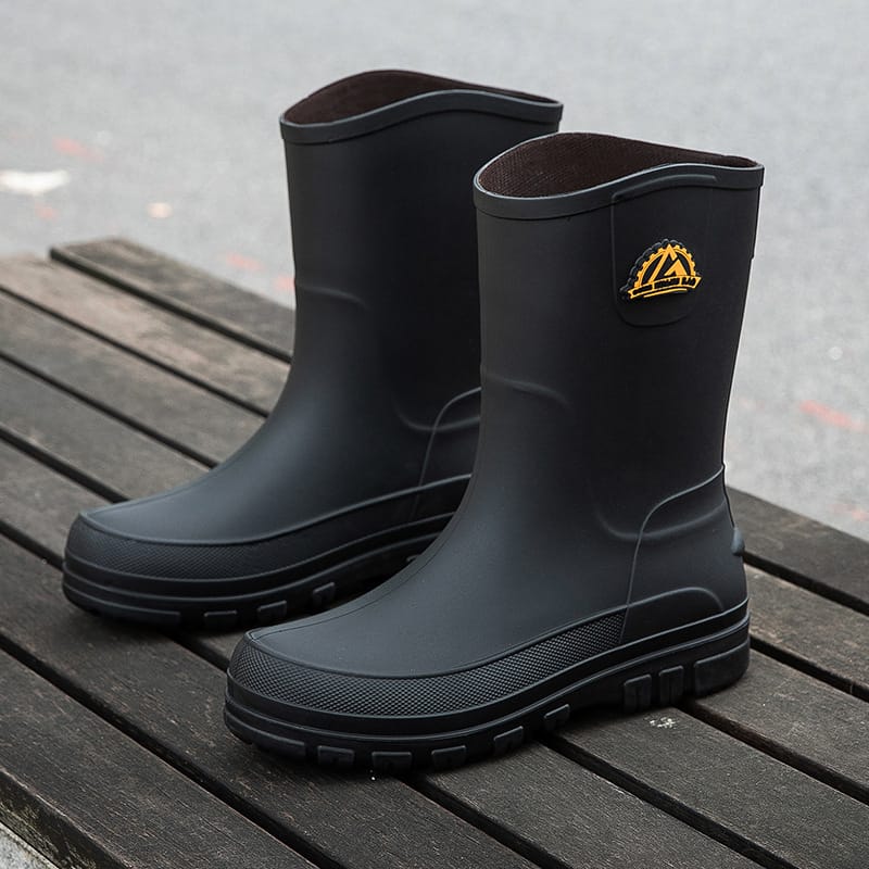 Men's Work Safety Shoes Men's Rain Boots Non-slip Water Shoes Mid-calf Boots Waterproof Rubber Shoes Fishing Shoe