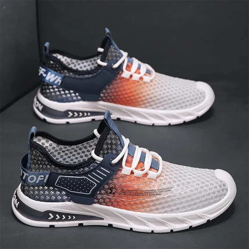Injection molding summer new breathable mesh surface flying woven shoes sneakers for men -702
