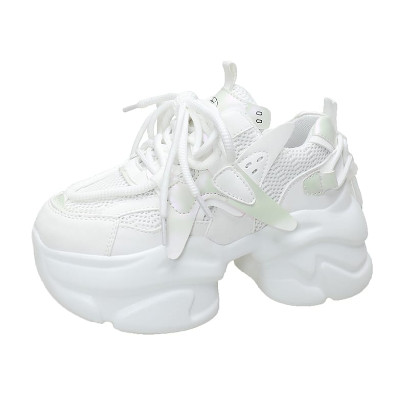 Women High Platform non-slip Sneakers Spring vulcanized Shoes 6.5CM Thick Sole Leather Casual Shoes Chunky Dad Sport Sneakers