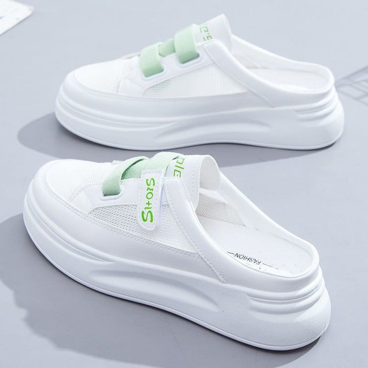 Shoes Woman Summer 2023 New In Casual Slip-on White Shoes Ladies Comfort Mesh Flat Platform Mules Footwear Tenis De Moda