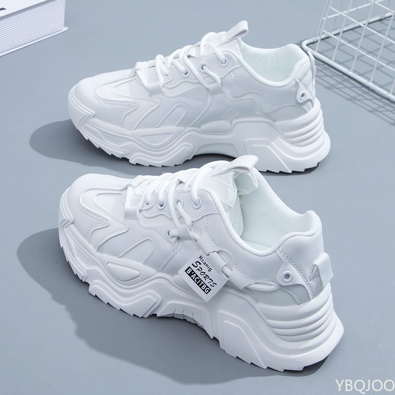 2023Women Dad Chunky Sneakers Casual Vulcanized Shoes Woman High Platform Winter Sneakers Femme Lace Up White Basket Sneakers