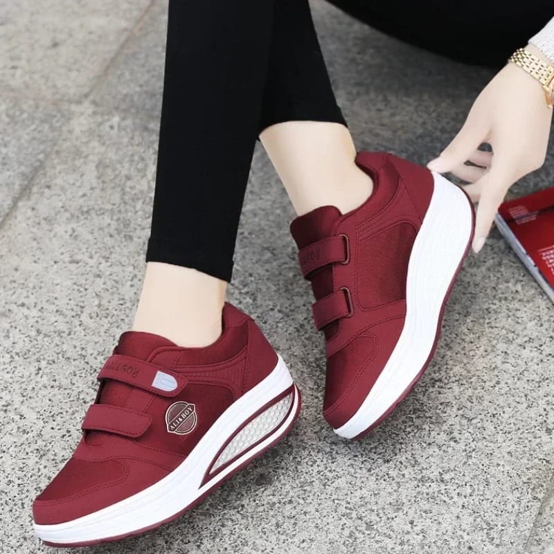 Women's Swing Sneakers Wedge Platform Toning Sports Shoes for Woman Breathable Slimming Fitness Rocking Mom Shoes Thick Sole2024