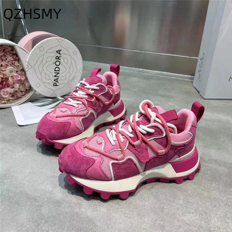 Girls platform fashion breathable sneakers spring and autumn new platform shoes ladies lace-up dad casual shoes Forrest Gump