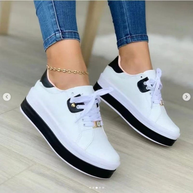 new 2024 Female Chunky Sneakers Women flat pu leather Shoes Woman Platform trainers lady wedge Fashion Low Top designer shoes