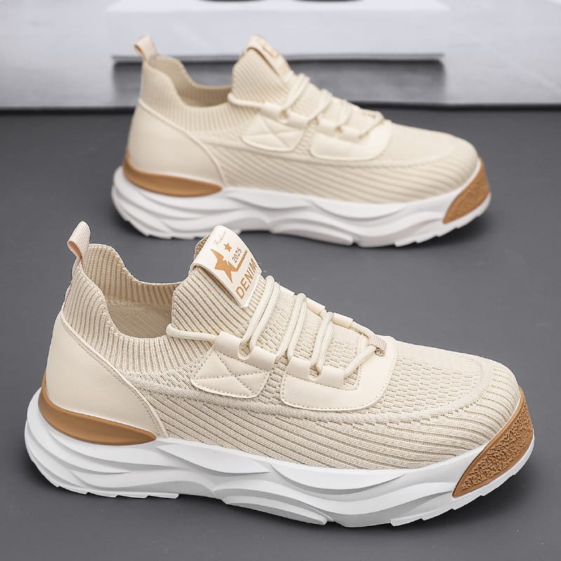 New Style Men's Sneakers Flying Woven Casual Sports Shoes Outdoor Round Toe Youth Trend Breathable All-match Walking Running
