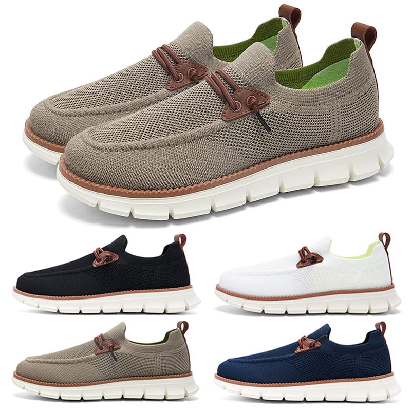 Business Casual Shoes Flat Sneakers Outdoor Walking Shoes Mesh Breathable Sport Shoes High Elastic Sole Plus Size 39-48