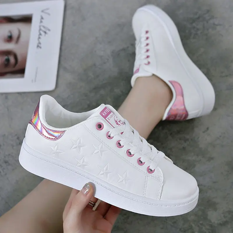 Women's Vulcanized Shoes New Summer Breathable Shoes Sneakers Outdoor Walking Flats Ladies Casual White Shoe Women Sneakers