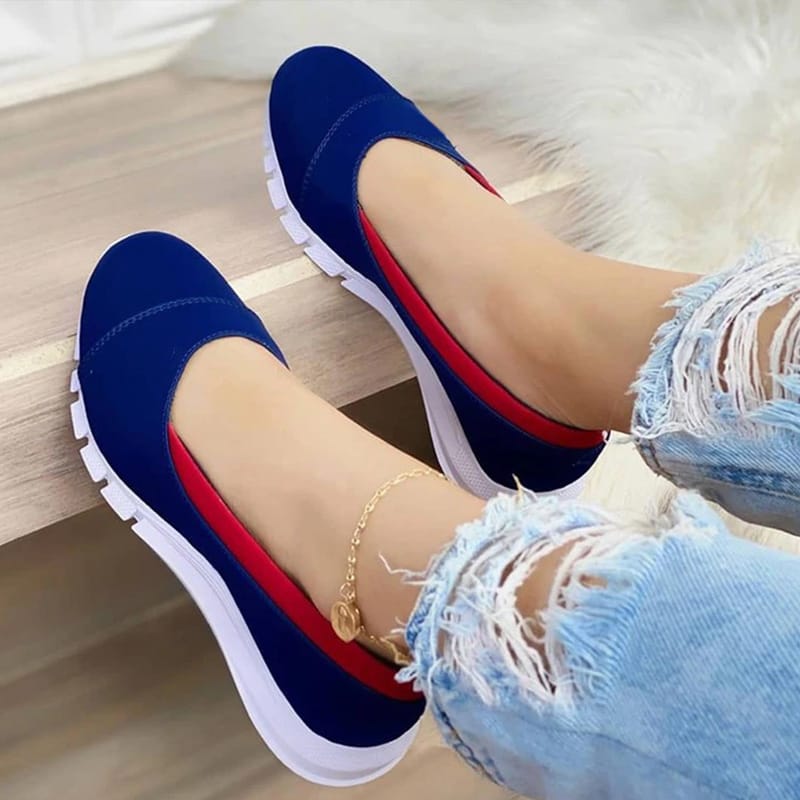 2022 Summer Flat Shoes for Women Fashion Patchwork Casual Shallow Slip On Ladies Vulcanized Shoes Round Toe Outdoor Female Shoes