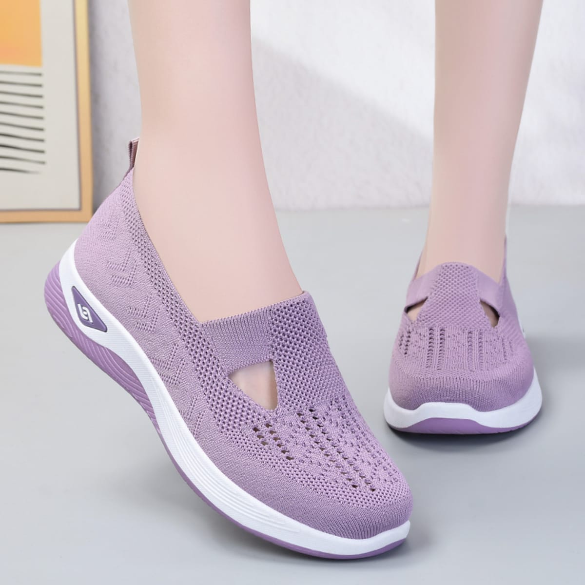 2024 Summer New Comfort Casual Women's Shoes Fashion Soft Sole Breathable Hollow Out Flat Shoes for Women Zapatos De Mujer