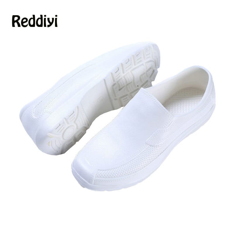 Men White Rainboots Catering Kitchen Waterproof Shoes Hotel Cook Baotoe Light Work Shoes Restaurant Women Waiter Flat Shoes
