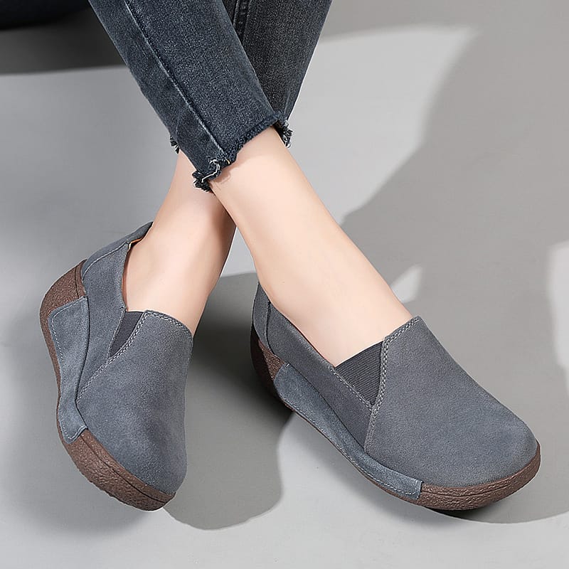 Women Flat Shoes Slip On Shoes Leather Soft Walking Shoes Lightweight Woman Thick Bottom Loafers Home Shoes Zapatos Mujer