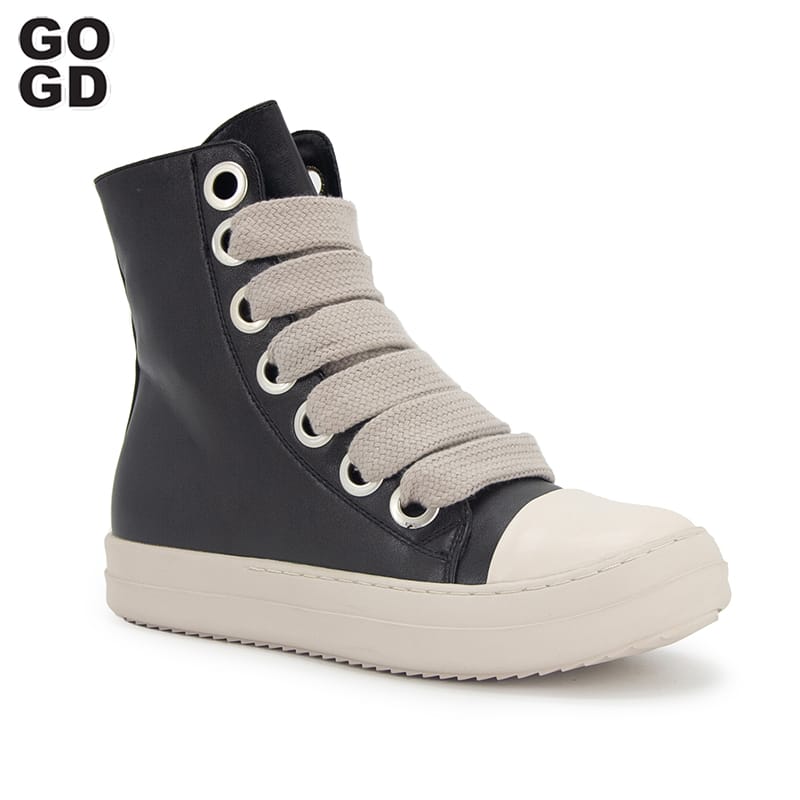 GOGD Brand Fashion Women's Ankle Boots Newest 2023 Autumn Platform Vulcanize Shoes Lace-Up Round Toe Sports Flat Boots Sneakers