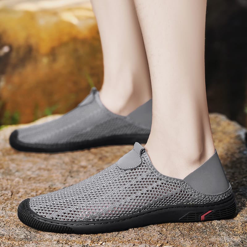 BKQU 2024 Breathable Mens Casual Shoes Hollow Out Men Loafers Cool Handmade Slip on Driving Shoes Lightweight Male Summer Flats