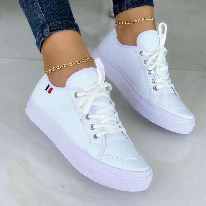 2023 Women Sports Shoes Lady Vulcanized Shoes Outdoor Platform Shoes Female Casual PU Fashion Sneakers Woman Wedge Flats Spring