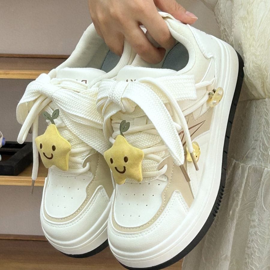 Kawaii Shoes Women White Platform Sneakers Tennis Female Flats Casual Spring Summer 2024 Vulcanize Cute Korean Footwear