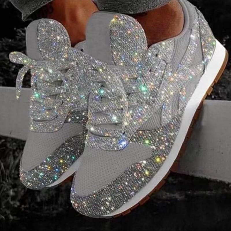 Woman Sneakers Shining Glitter Autumn Shoes Woman Platform Trainers Ladies Silver Shoes Tenis Feminino Red Blue Platform Shoes