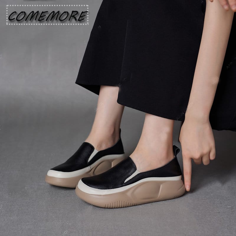 2023 New Thick Sole Sneakers Women's Sports Fashion Casual Running Woman Spring Autumn Designer Flats Shoes Round Head Loafer PU