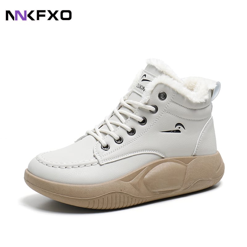 2023 Women's Classic Khaki Beige Casual Sport Shoes Winter Plush Comfortable Warm Shoes Round Toe Shoes Korean Style Shoes QB528