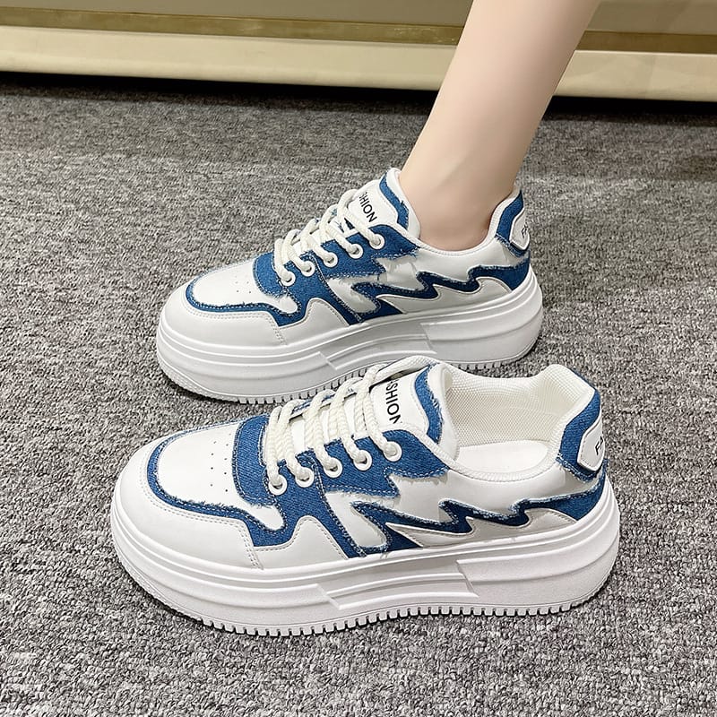 Casual Thick Bottom Little White Shoes Breathable 2023 New Fashion Simple All-match Color Matching Shoes for Women Summertime