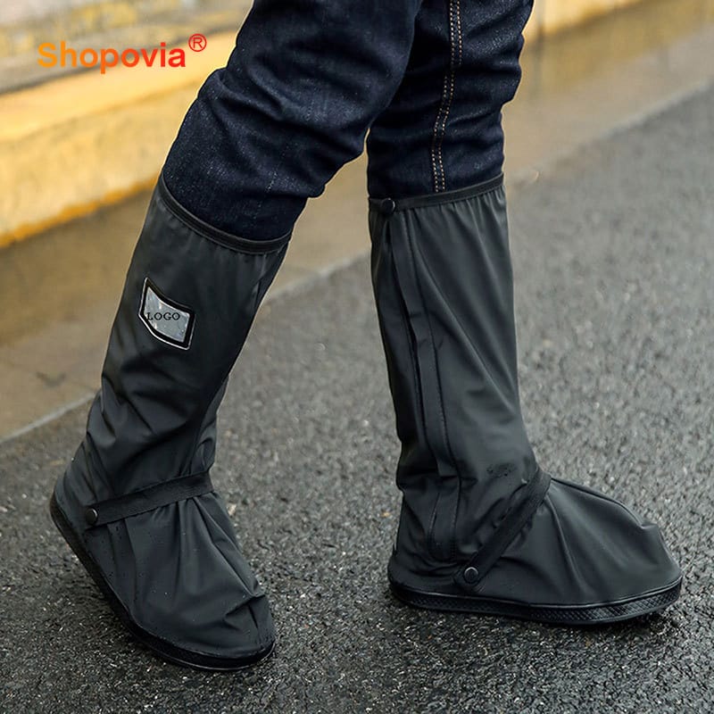 All-Round Long Waterproof Boot Cover Wear-resistant High-tube Rain Boot Cover Black Galoshes Outdoor Travel Rain Shoe Cover 2024