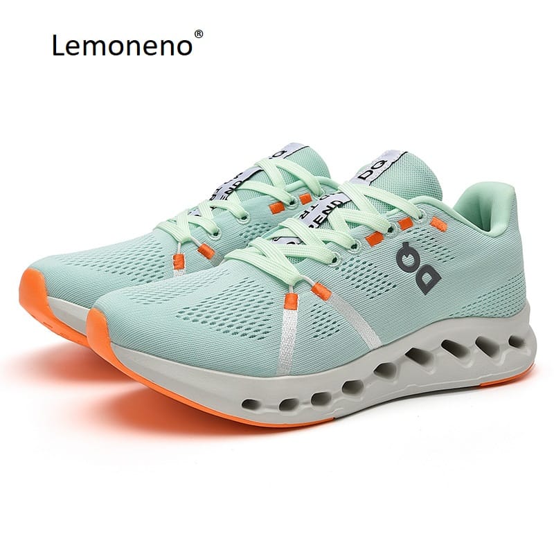 Lemoneno 2024 Running Shoes Sport Train Shoes,Casual Sneakers Lace Up Non-slip Comfort Footwear for Travel Marathon Green Grey