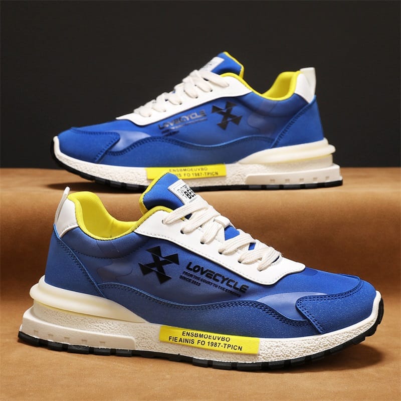 New Fashion Blue Letter Printed Men's Summer Sneakers Breathable Flat Casual Sneakers Men Outdoor Athletic Shoes Trainers Men