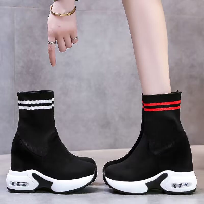 Women Vulcanized Sneakers Platform Solid Color Flat Ladies Shoes Casual Breathable Wedges Ladies Walking Zapatillas De Deporte