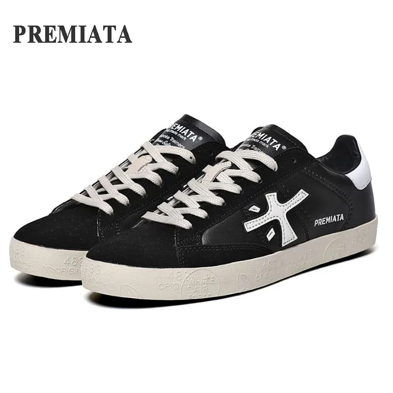PREMIATA Shoes for Men Wooden Outdoor Sports Casual Lightweight Flat-soled Wear-resistant Breathable Lace-up Man Casual Sneakers