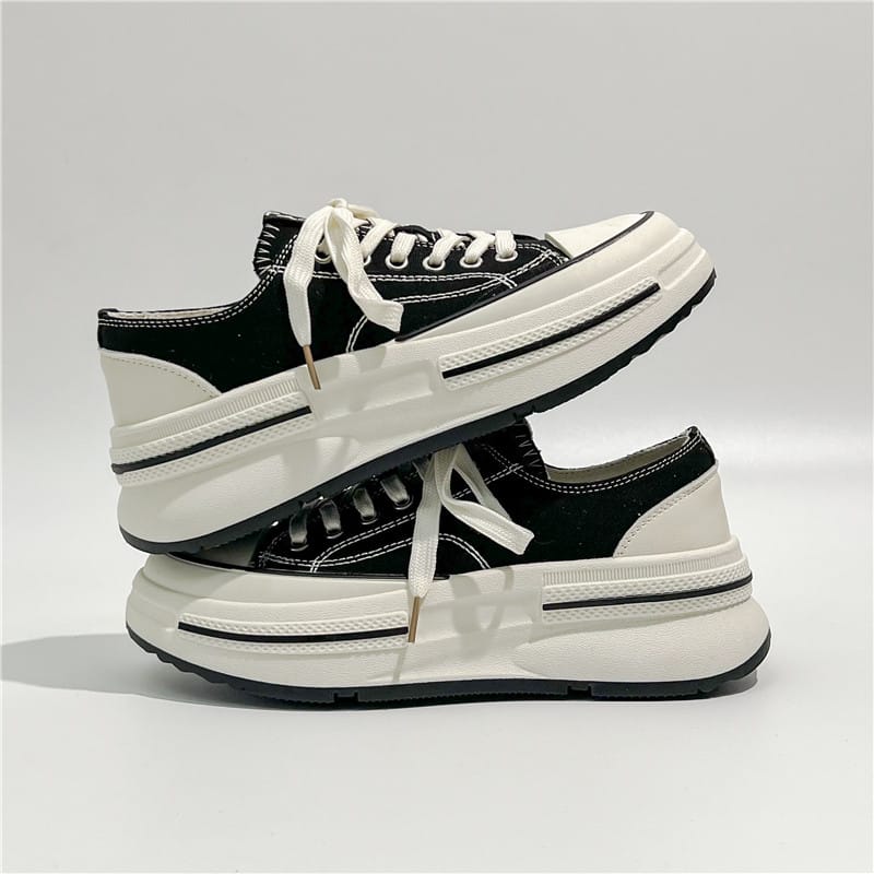 Shoes for Women Fashion Solid Color Women's Sneakers Shoes Outdoor Sport Shoes Ladies Lace Up Casual Platform Sneakers