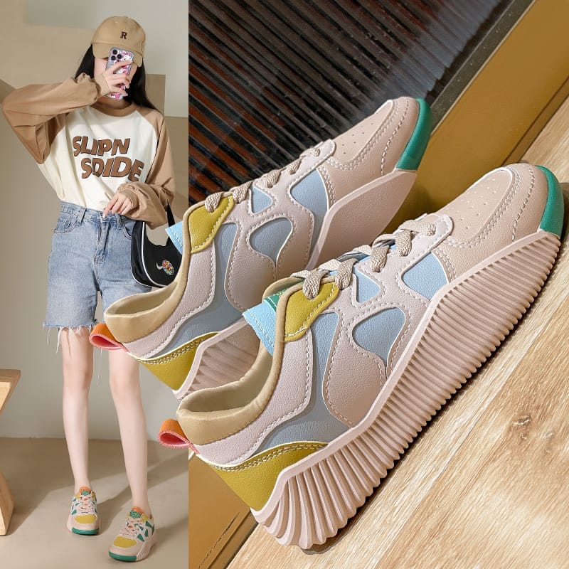 Spring new retro casual shoes comfortable all match sports color board shoes women