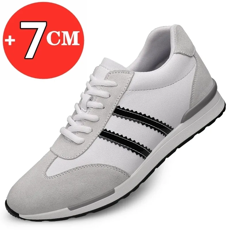 Men height increasing shoes elevator sneakers insole 7cm white black shoes taller men leisure fashion shoes lift sport shoes