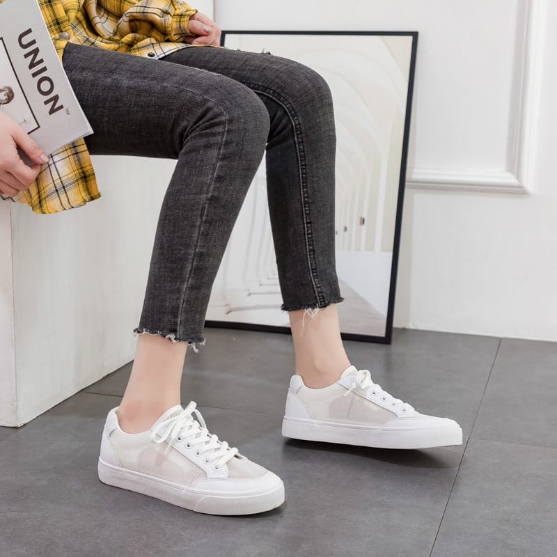 Women's Leather Shoes Fashion Flats Spring Summer Women Causal Sneakers Floral Breathable White Shoes High Quality Shoes Women99