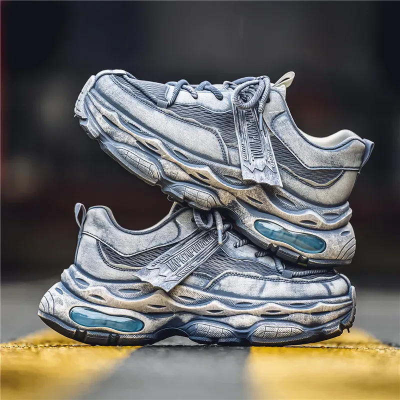 Platform Sneakers Men Breathable Casual Shoes for Men Summer Sport Shoes Retro Street Style Walking Shoes Thick Sole Footwear