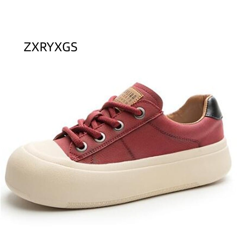 ZXRYXGS Real Leather Hollow Breathable Summer Sneakers Sandals 2023 Autumn Single Shoes Woman Sneakers Flat Platform Trend Shoes