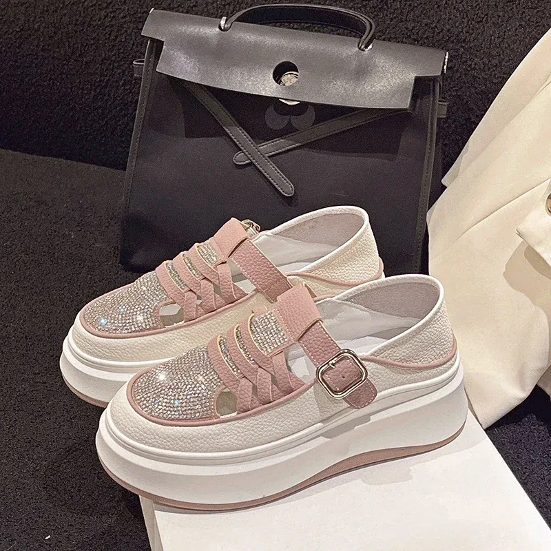 Thick Sole Hollowed Out Rhinestone Casual Shoes for Women  New Fashion Mixed Colors Sneakers Women Zapatos De Mujer 2024
