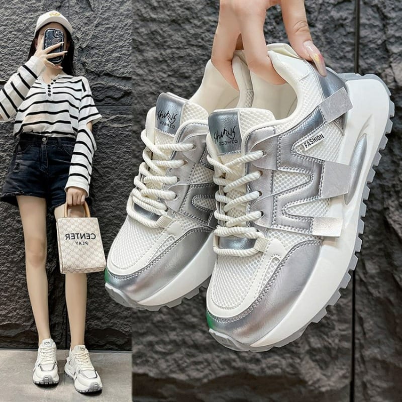 hot sale 2024 Female Sneakers Women flat pu leather Shoes for Woman Platform wedge comfy Fashion jogging shoes zapatos de mujer