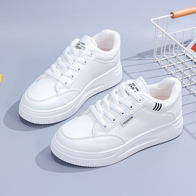 2021 Autumn Winter New Vintage Plus Fleece Women's Casual Shoes All-match Chic Shoe for Ladies Fashionable Flat Shoes Women