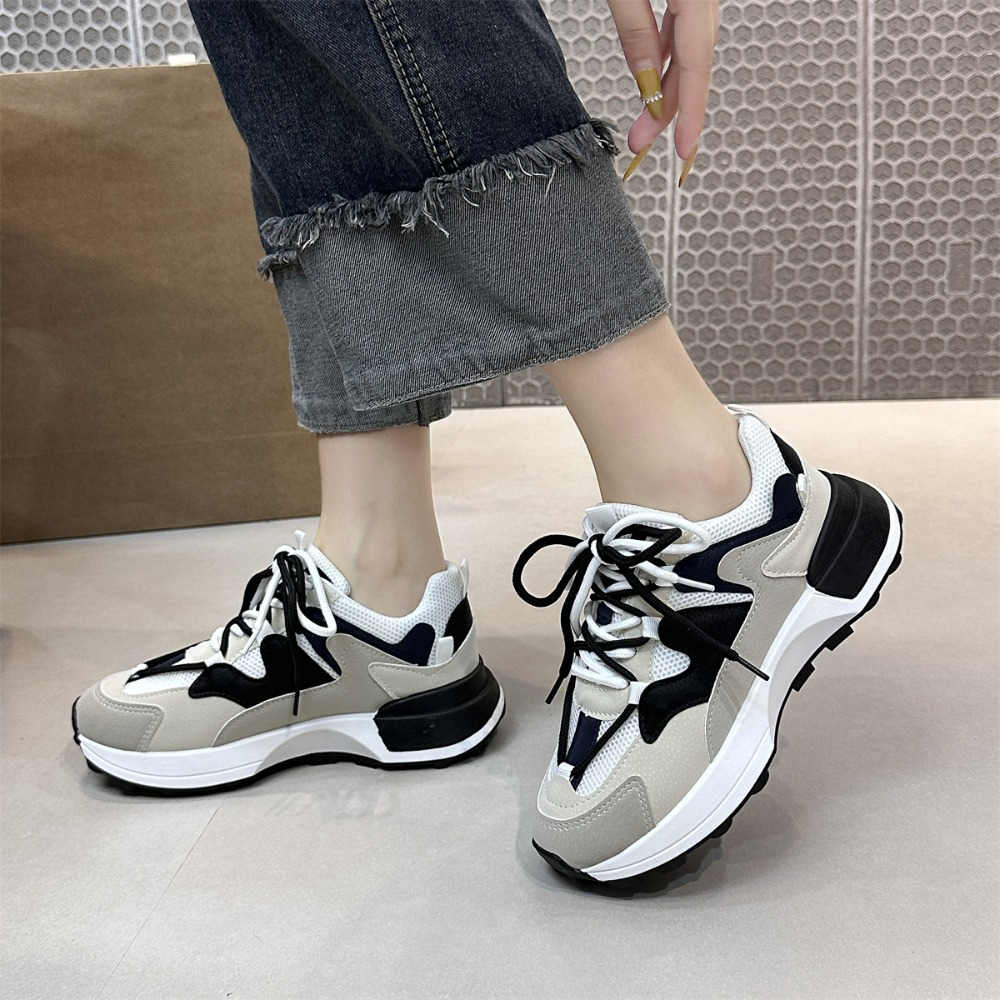 New Women's Shoes Fashionable and Versatile Thick-soled Old Shoes Comfortable Breathable Sports Shoes Outdoor Walking Shoes