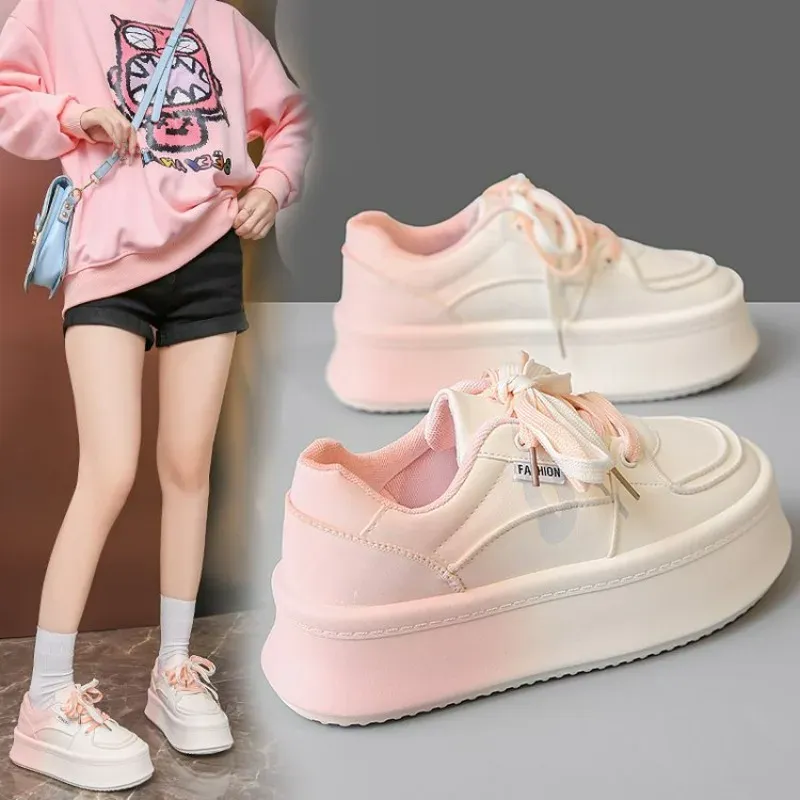 2024 Autumn New Woman Designer ShoesTrendy Gradient Fashion Women's Sneakers Heightened Thick Sole Ladies Casual Sports Shoes