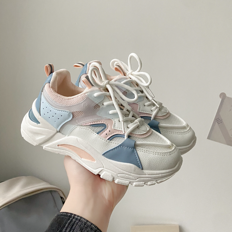 Korean Version Mesh Women Sneakers Breathable Thick Bottom 2023 New Fashion Casual Simple All-match Womens Shoes Autumntime