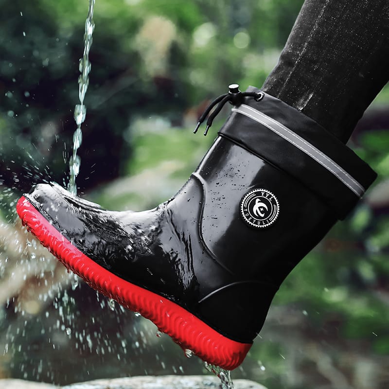 Men's Waterproof Rain Boot Men Outdoor Slip-on Fishing Shoes Chef Work Ankle Boots Mens Casual Anti-slip Water Shoes Big Size 48