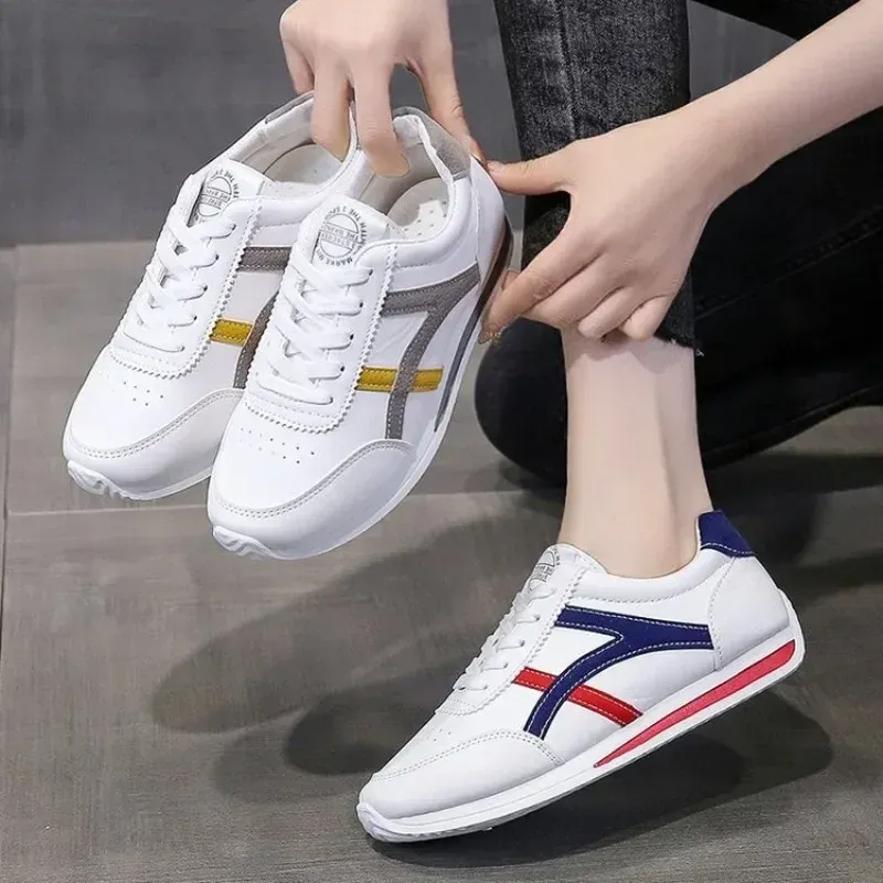 2024 New Small White Shoes Women's Flat Leather Matching Running Shoes Women's Casual Sports Women's Shoes Zapatos De Mujer
