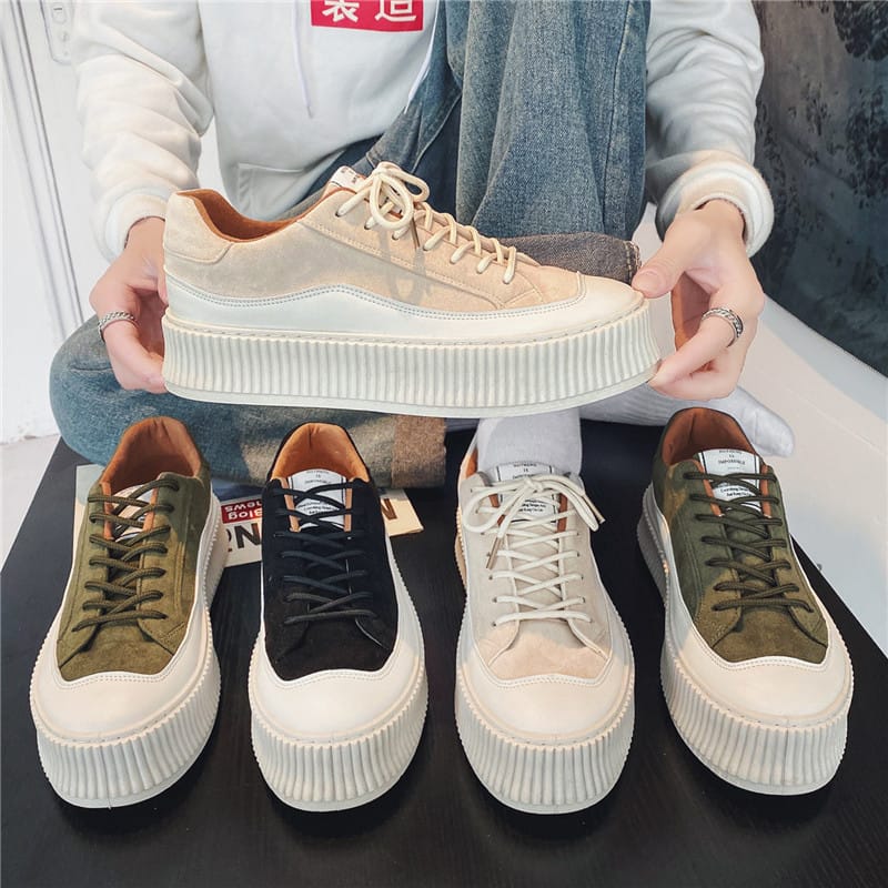 Men's Casual Canvas Shoes Fashion Lace Up Platform Canvas Sneakers Hip Hop Skateboard Casual Shoes Men Vulcanized Shoes Tênis