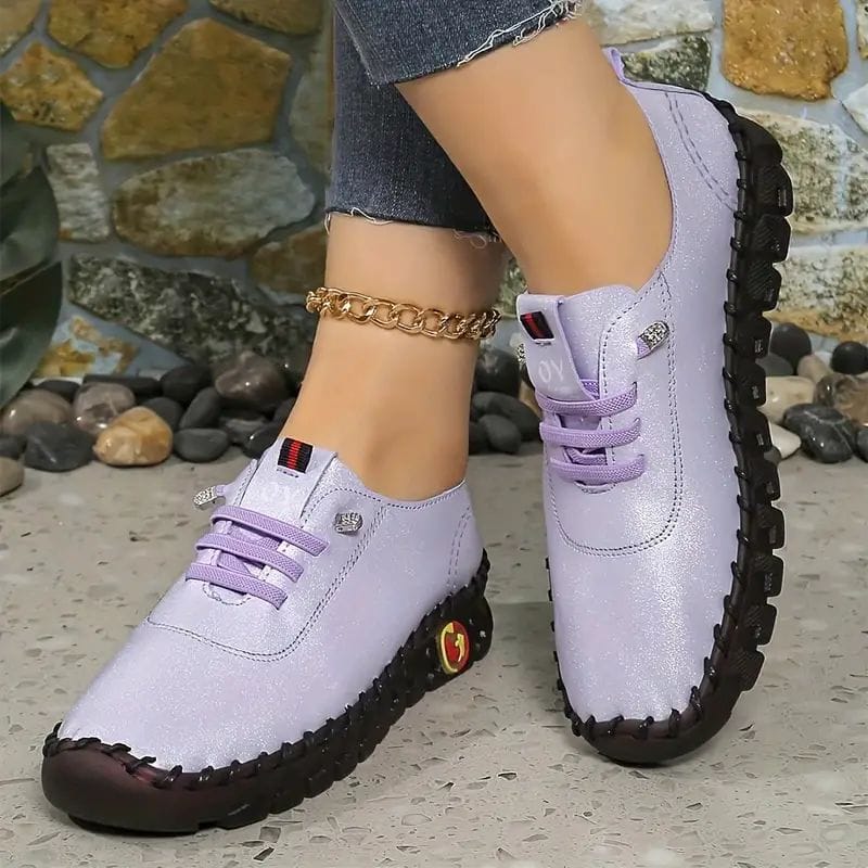 Women's Single Shoes Summer New Thick Soled Round Head Streamer Lace-up Sports Shoes Casual Fashion Comfortable Non-slip Shoes