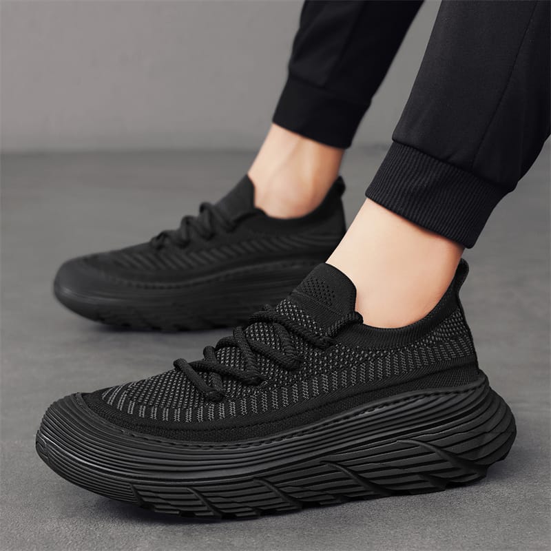 2024 Spring and Autumn New Leisure Sports Board Shoes for Men's Mid Top Thick Sole Breathable Mesh Trendy Men's Shoes
